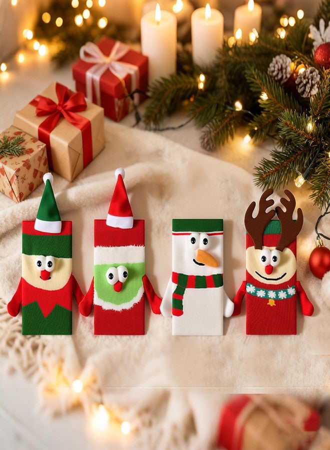 Chambom 4 Pairs Magnetic Holding Hands Socks - Christmas Gifts for Women Men Kids Family, Xmas Socks, White Elephant Exchange Gift, Gag Gifts Xmas Stocking Stuffers Gift Set, 4 Patterns - Image 2